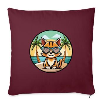 Somali Kurzhaar Katze Rasse Cartoon Sonnenbrille Strand - Sofakissenbezug 45 x 45 cm - Burgunderrot - Vorne
