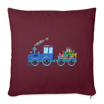 Train pour enfants avec remorque en bleu - Housse de coussin décorative 45 x 45 cm - bordeaux - Devant