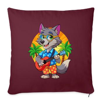 Lustige Wolf Cartoon Sommer Strand Sonnenbrille Gitarre - Sofakissenbezug 45 x 45 cm - Burgunderrot - Vorne
