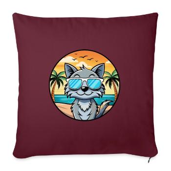 Australian Mist Cat Breed Cartoon Sunglasses Beach - Sofa pillowcase 17,3'' x 17,3'' (45 x 45 cm) - burgundy - Front