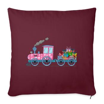 Train pour enfants avec remorque rose - Housse de coussin décorative 45 x 45 cm - bordeaux - Devant