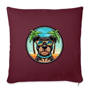 Rottweiler Chien Race Dessin Animé Lunettes De Soleil Plage - Housse de coussin décorative 45 x 45 cm - bordeaux - Devant