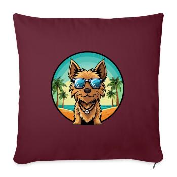 Australian Silky Terrier Hunderasse Cartoon Beach - Sofakissenbezug 45 x 45 cm - Burgunderrot - Vorne