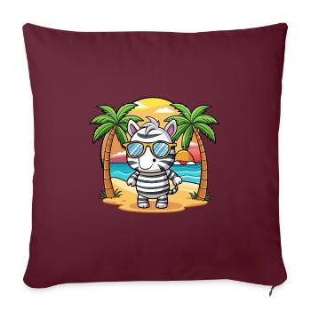Zebra Lustige Cartoon Sommer Strand Sonnenbrille - Sofakissenbezug 45 x 45 cm - Burgunderrot - Vorne