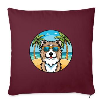 Catalan Sheepdog Breed Cartoon Sunglasses Beach - Sofa pillowcase 17,3'' x 17,3'' (45 x 45 cm) - burgundy - Front