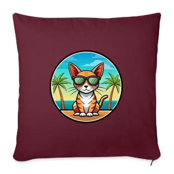 Abessinische Kurzhaarkatze Rasse Cartoon Sonnenbrille - Sofakissenbezug 45 x 45 cm - Burgunderrot - Vorne