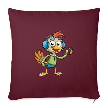 Strauß Lustige Cartoon Figur Kopfhörer Musik - Sofakissenbezug 45 x 45 cm - Burgunderrot - Vorne