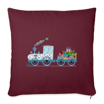 Train pour enfants avec remorque blanche - Housse de coussin décorative 45 x 45 cm - bordeaux - Devant