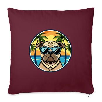 Mops Hund Rasse Cartoon Sonnenbrille Strand - Sofakissenbezug 45 x 45 cm - Burgunderrot - Vorne