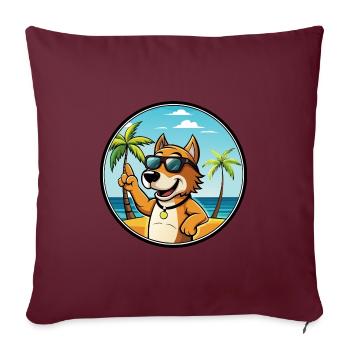 Auvergne Pointing Dog Breed Cartoon Sunglass Beach - Sofa pillowcase 17,3'' x 17,3'' (45 x 45 cm) - burgundy - Front
