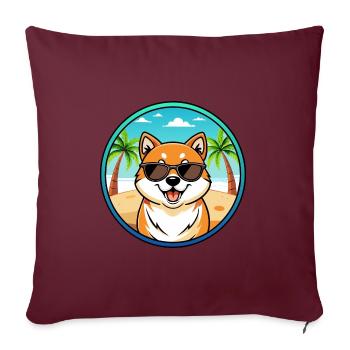 Shiba Inu Hunderasse Cartoon Sonnenbrille Strand - Sofakissenbezug 45 x 45 cm - Burgunderrot - Vorne