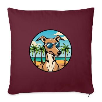 Rampur Greyhound Chien Race Dessin Animé Lunettes De Soleil Plage - Housse de coussin décorative 45 x 45 cm - bordeaux - Devant