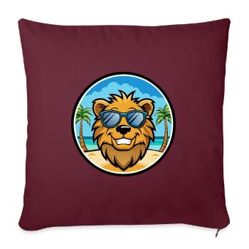 Lion Funny Cartoon Summer Beach Sunglasses Sticker - Sofa pillowcase 17,3'' x 17,3'' (45 x 45 cm) - burgundy - Front
