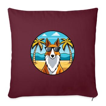 Smooth Collie Chien Race Dessin Animé Lunettes de Soleil Plage - Housse de coussin décorative 45 x 45 cm - bordeaux - Devant