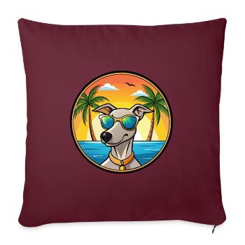 Lurcher Hunderasse Cartoon Sonnenbrille Strand - Sofakissenbezug 45 x 45 cm - Burgunderrot - Vorne