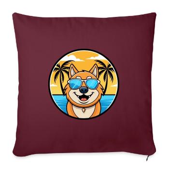South Russian Ovcharka Dog Breed Cartoon Beach - Sofa pillowcase 17,3'' x 17,3'' (45 x 45 cm) - burgundy - Front