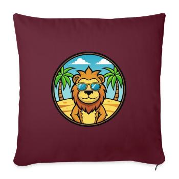 Lion Funny Cartoon Summer Beach Sunglasses Sticker - Sofa pillowcase 17,3'' x 17,3'' (45 x 45 cm) - burgundy - Front