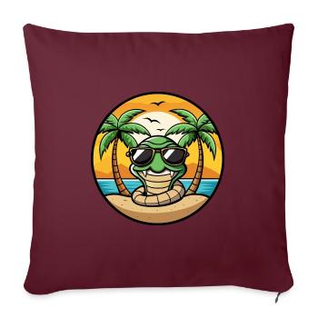 Serpent Drôle Dessin Animé Plage D’été Lunettes De Soleil Cool - Housse de coussin décorative 45 x 45 cm - bordeaux - Devant