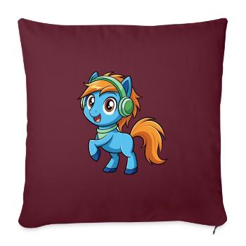 Pony Lustige Zeichentrickfigur Kopfhörer Musik - Sofakissenbezug 45 x 45 cm - Burgunderrot - Vorne