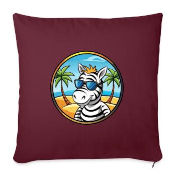 Zebra Lustige Cartoon Sommer Strand Sonnenbrille Cool - Sofakissenbezug 45 x 45 cm - Burgunderrot - Vorne