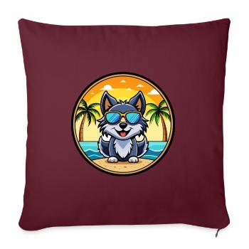 Schipperke Hunderasse Cartoon Sonnenbrille Strand - Sofakissenbezug 45 x 45 cm - Burgunderrot - Vorne