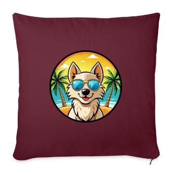 Nordic Spitz Dog Breed Cartoon Sunglasses Beach - Sofa pillowcase 17,3'' x 17,3'' (45 x 45 cm) - burgundy - Front