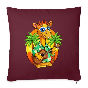 Drôle Camel Dessin animé Plage d’été Lunettes de soleil Guitare - Housse de coussin décorative 45 x 45 cm - bordeaux - Devant