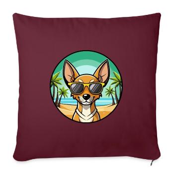 Cirneco Dell Etna Dog Breed Cartoon Sunglass Beach - Sofa pillowcase 17,3'' x 17,3'' (45 x 45 cm) - burgundy - Front