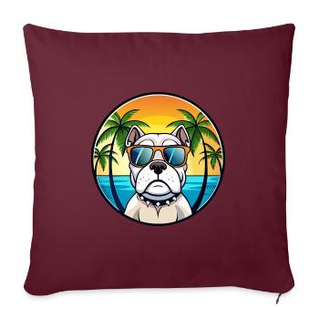 Bouledogue américain race dessin animé lunettes de soleil plage - Housse de coussin décorative 45 x 45 cm - bordeaux - Devant