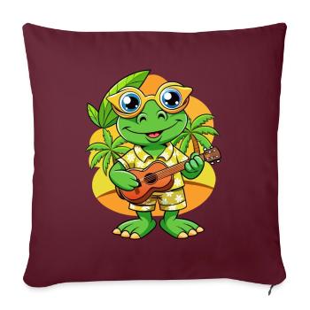 Lustige Frosch Cartoon Sommer Strand Sonnenbrille Gitarre - Sofakissenbezug 45 x 45 cm - Burgunderrot - Vorne