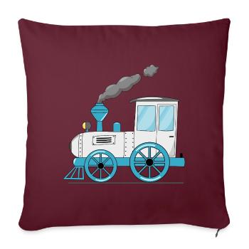 Kinderzug Eisenbahn weiß - Sofakissenbezug 45 x 45 cm - Burgunderrot - Vorne