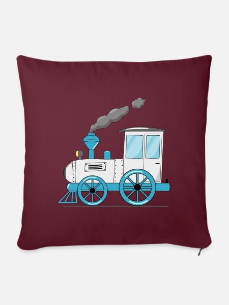 Kinderzug Eisenbahn weiß - Sofakissenbezug 45 x 45 cm - Burgunderrot