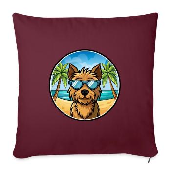 Welsh Terrier Hunderasse Cartoon Sonnenbrille Strand - Sofakissenbezug 45 x 45 cm - Burgunderrot - Vorne