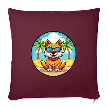 Chinese Imperial Dog Breed Cartoon Sunglass Beach - Sofa pillowcase 17,3'' x 17,3'' (45 x 45 cm) - burgundy - Front