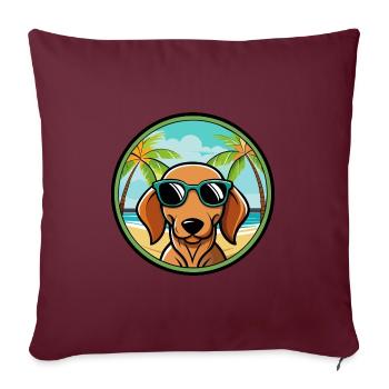 Dackel Hunderasse Cartoon Sonnenbrille Strand - Sofakissenbezug 45 x 45 cm - Burgunderrot - Vorne