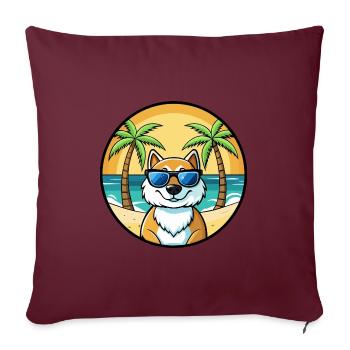 Lunettes de soleil de dessin animé de race de chien du Groenland plage - Housse de coussin décorative 45 x 45 cm - bordeaux - Devant