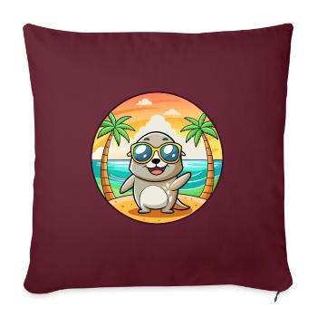 Lunettes de soleil de plage d’été de dessin animé drôle de phoque - Housse de coussin décorative 45 x 45 cm - bordeaux - Devant