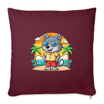 Wolf Lustige Cartoon Sommer Strand Sonnenbrille - Sofakissenbezug 45 x 45 cm - Burgunderrot - Vorne