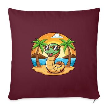 Lunettes de soleil de plage d’été de dessin animé drôle de serpent - Housse de coussin décorative 45 x 45 cm - bordeaux - Devant