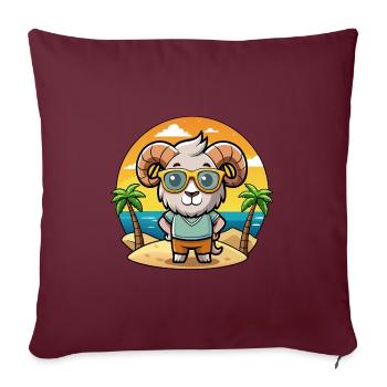 Ram Lustige Cartoon Sommer Strand Sonnenbrille - Sofakissenbezug 45 x 45 cm - Burgunderrot - Vorne