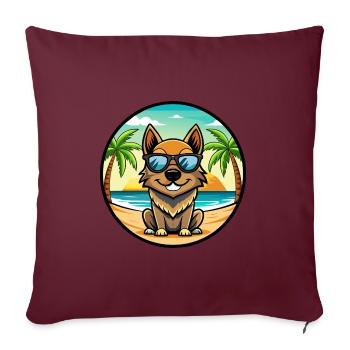 Black Tan Dog Breed Cartoon Sunglasses Beach - Sofa pillowcase 17,3'' x 17,3'' (45 x 45 cm) - burgundy - Front