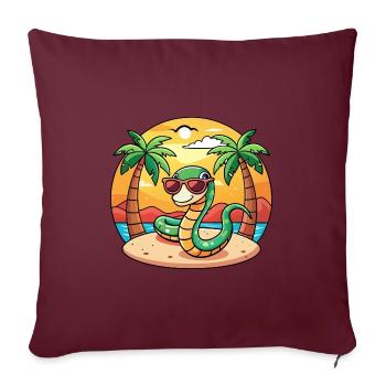 Lunettes de soleil de plage d’été de dessin animé drôle de serpent - Housse de coussin décorative 45 x 45 cm - bordeaux - Devant