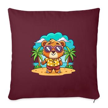 Bär Lustige Cartoon Sommer Strand Sonnenbrille - Sofakissenbezug 45 x 45 cm - Burgunderrot - Vorne