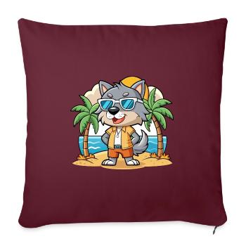 Wolf Lustige Cartoon Sommer Strand Sonnenbrille - Sofakissenbezug 45 x 45 cm - Burgunderrot - Vorne