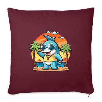 Delphin Lustige Cartoon Sommer Strand Sonnenbrille - Sofakissenbezug 45 x 45 cm - Burgunderrot - Vorne