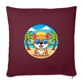 Hund Lustige Cartoon Sommer Strand Sonnenbrille - Sofakissenbezug 45 x 45 cm - Burgunderrot - Vorne