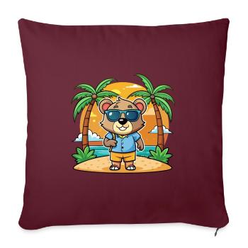Bär Lustige Cartoon Sommer Strand Sonnenbrille - Sofakissenbezug 45 x 45 cm - Burgunderrot - Vorne