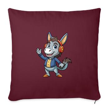 Esel Lustige Cartoon Figur Kopfhörer Musik - Sofakissenbezug 45 x 45 cm - Burgunderrot - Vorne