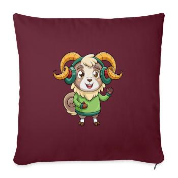 Ram Lustige Zeichentrickfigur Kopfhörer Musik - Sofakissenbezug 45 x 45 cm - Burgunderrot - Vorne