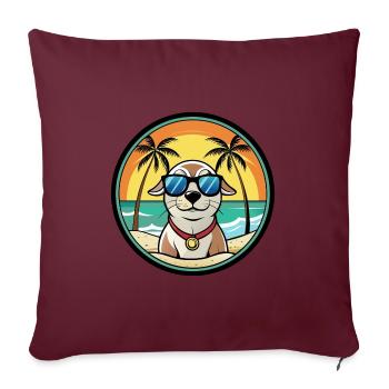 Seskar phoque chien race dessin animé lunettes de soleil plage - Housse de coussin décorative 45 x 45 cm - bordeaux - Devant